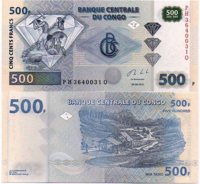 Billete República Democrática del Congo 500 Francs 2013 - Numisfila