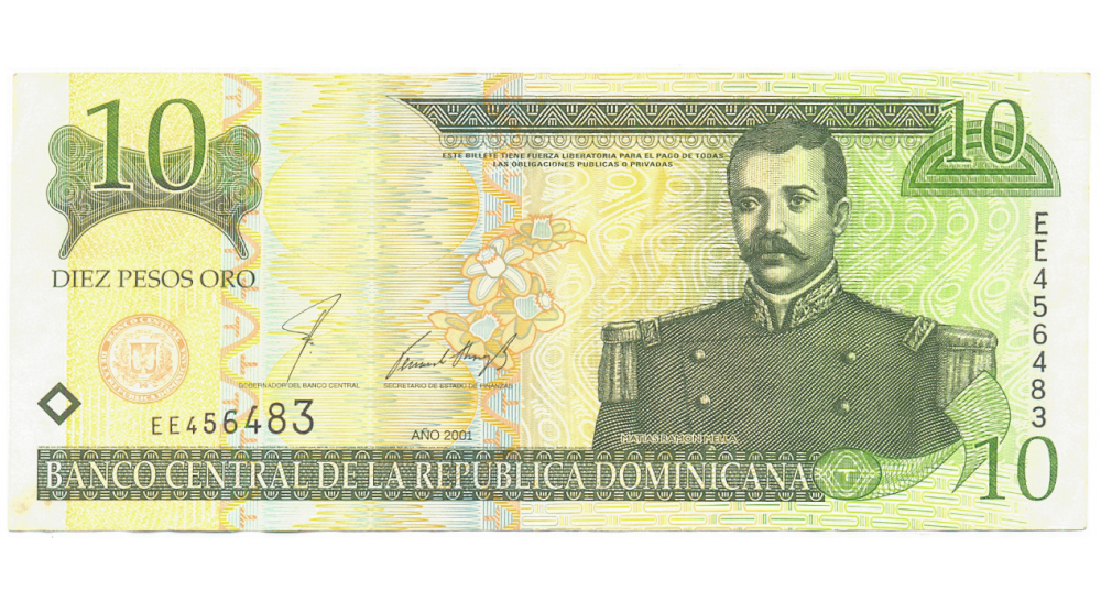 Billete Rep Dominicana 10 Pesos Oro 2001 Mella  - Numisfila