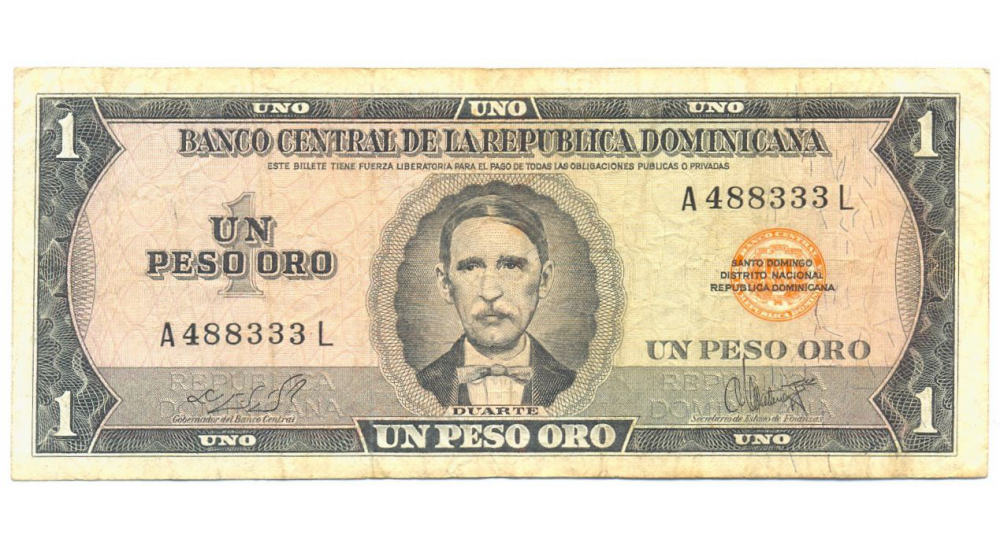 Billete Rep Dominicana 1 Peso Oro 1964-73 Duarte  - Numisfila