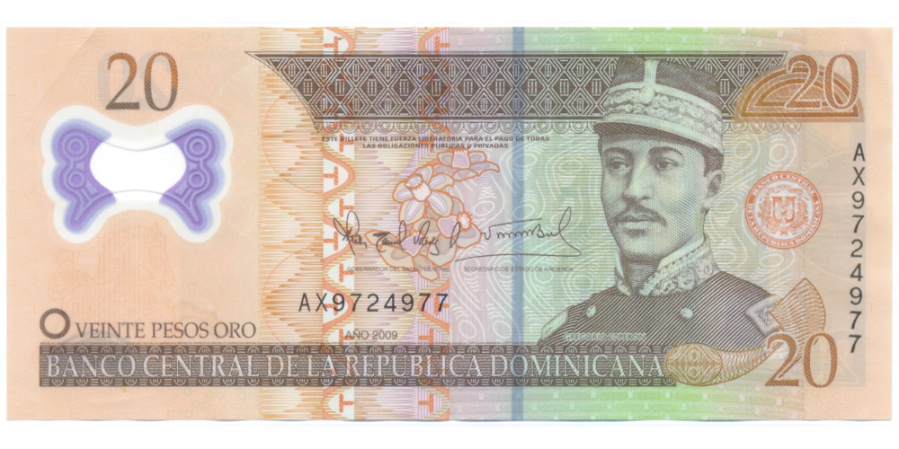 Billete Plastico Republica Dominicana 20 Pesos Oro 2009 - Numisfila