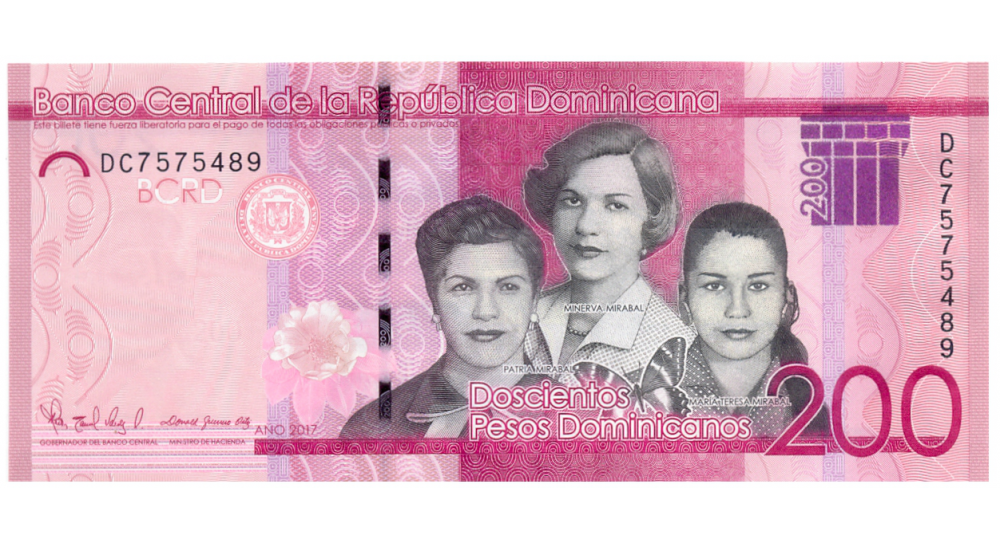 Billete República Dominicana 200 Pesos 2017-2020 Las Hermanas Mirabal  - Numisfila