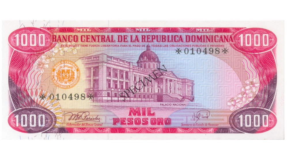 Billete SPECIMEN Republica Dominicana 1000 Pesos Oro 1978 - Numisfila