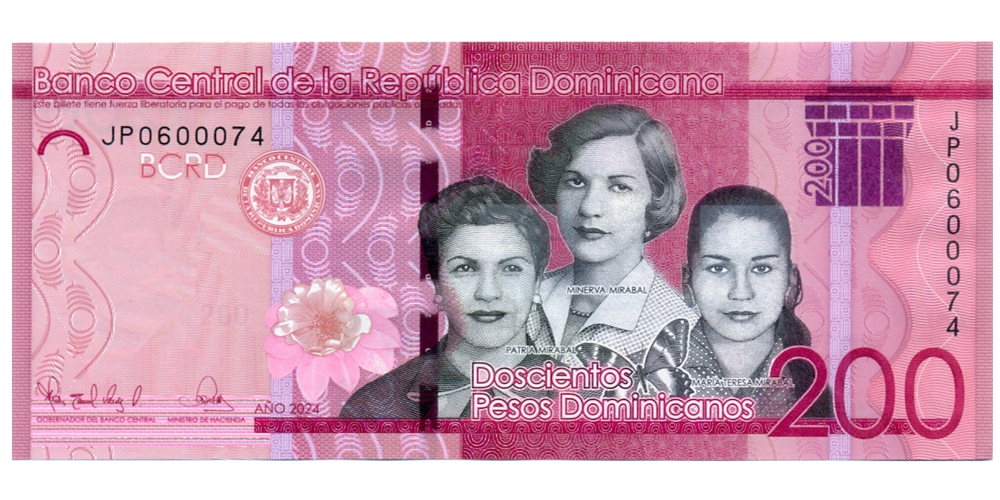 Billete República Dominicana 200 Pesos 2024 - Las Hermanas Mirabal  - Numisfila