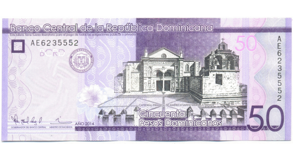 Billete República Dominicana 50 Pesos 2014 Catedral de Santo Domingo  - Numisfila