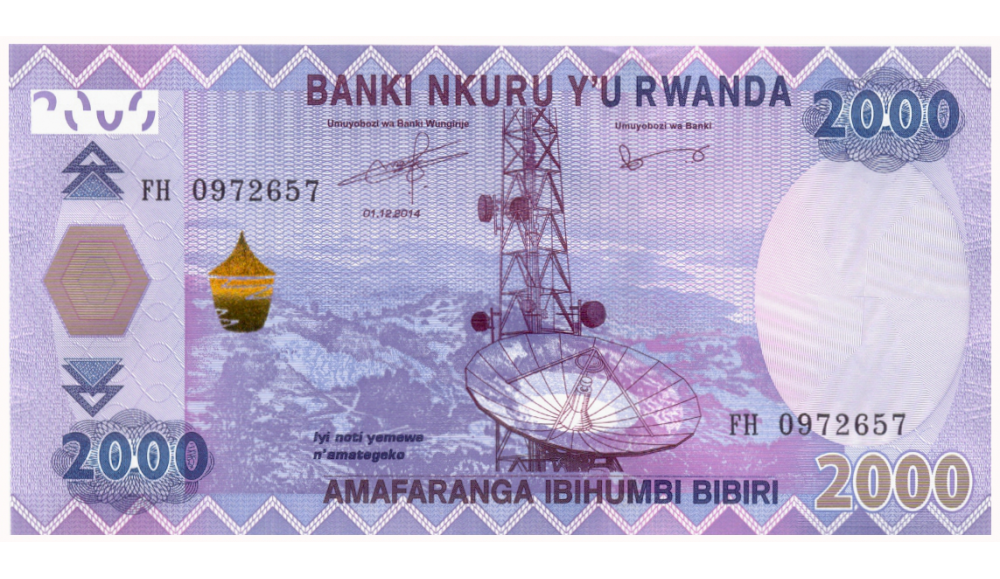 Billete Ruanda 2000 Francs 2014   - Numisfila