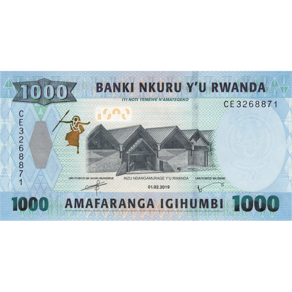 Billete Ruanda 1000 Francs 2019 Mono - Numisfila
