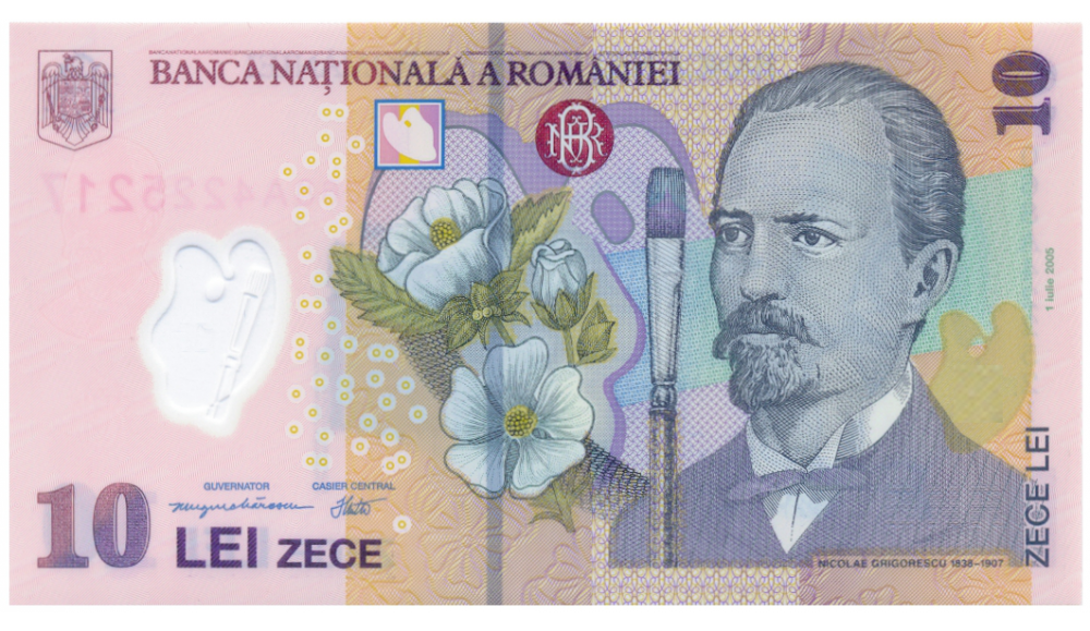 Billete Plástico Rumania 10 Lei 2005  - Numisfila