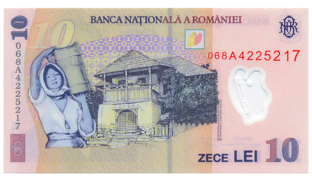 Billete Plástico Rumania 10 Lei 2005  - Numisfila