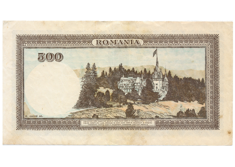 Billete Rumania 500 Lei 1941 Último Rey de Rumania Miguel I   - Numisfila