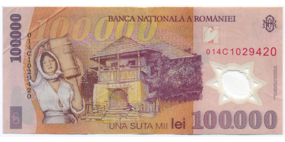 Billete Plastico Rumania 100000 Lei 2001  - Numisfila