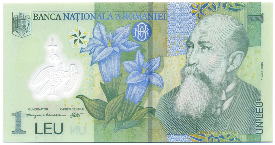 Billete Plastico Rumania 1 Leu 2005  - Numisfila