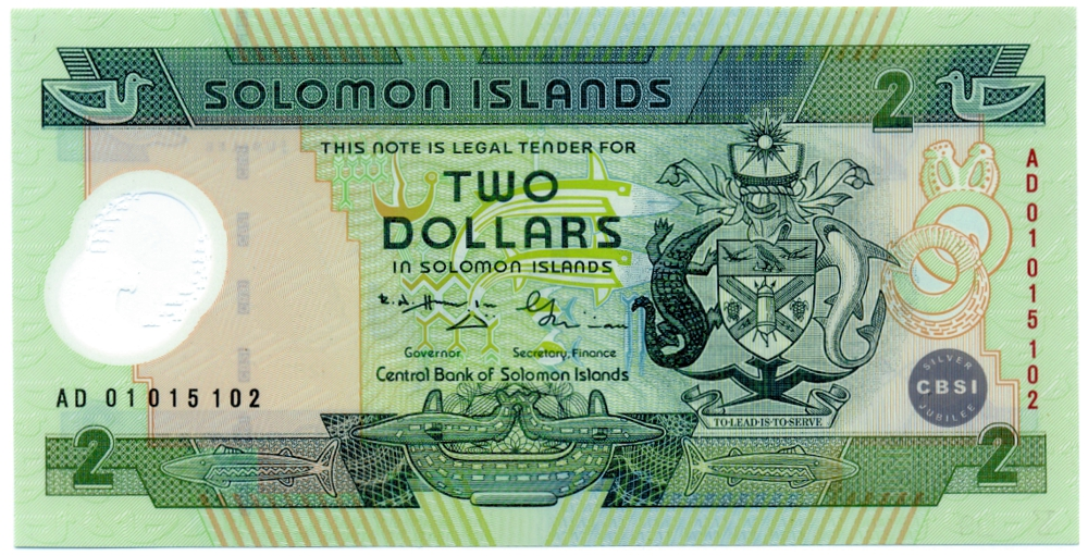 Billete Plástico Isla Salomón 2 Dolares 2001 Emisión conmemorativa - Numisfila