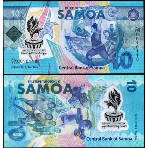 Billete Plastico Samoa Juegos Pacífico 10 Tala 2019 - Numisfila