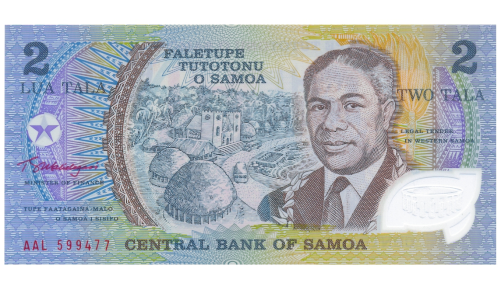 Billete Plástico Samoa 2 Tala 2003-2009 Malietoa Tanumafili II   - Numisfila