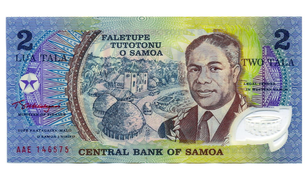 Billete Plástico Samoa 2 Tala 2003-2009 Malietoa Tanumafili II  - Numisfila