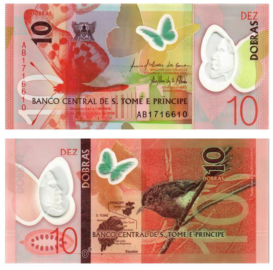 Billete Plástico San Tome y Príncipe 10 Dobras 2016 - 2017 - Numisfila