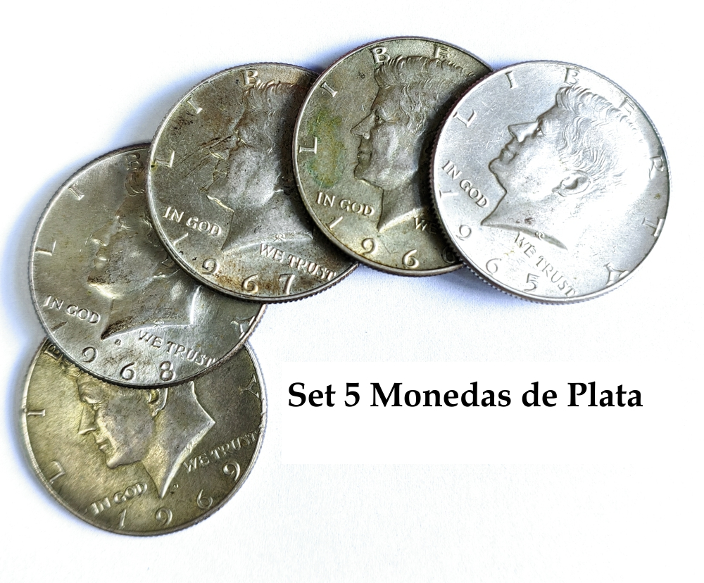 Set 5 Monedas en Plata EE.UU ½ Dollar 1965 a 1969 -  Denver - Numisfila