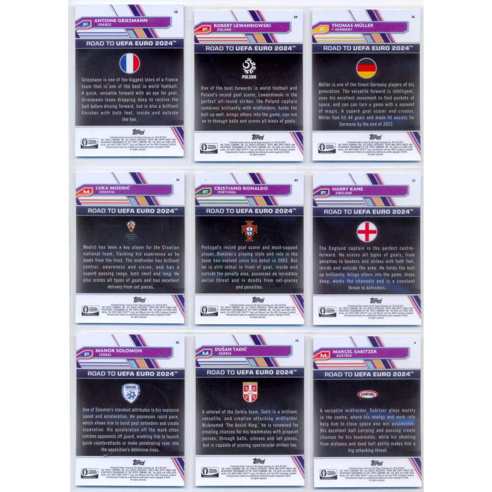 Set 100 Barajitas Topps Fútbol Finest Road to UEFA EURO 2024   - Numisfila