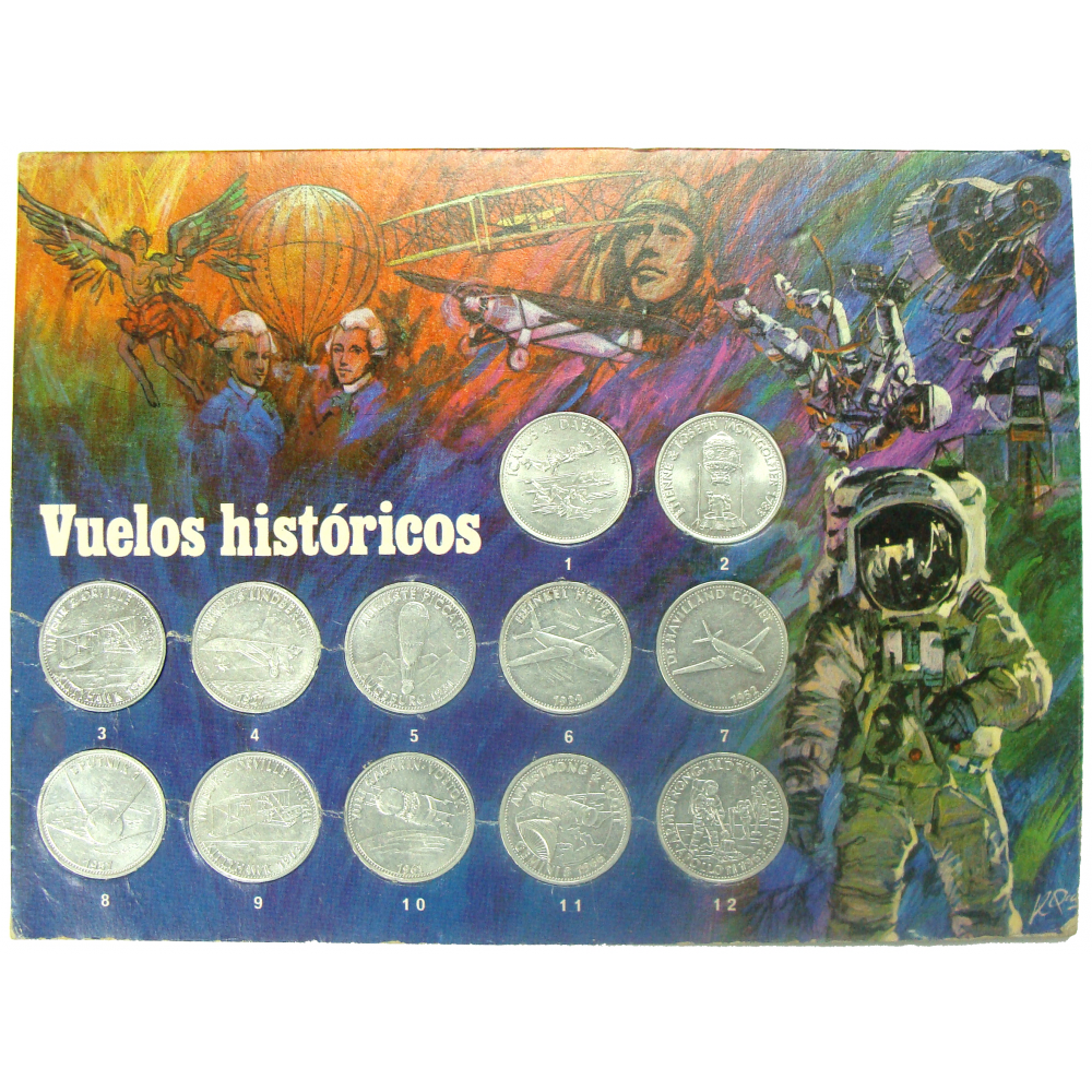 Set 12 Medallas Serie Vuelos Históricos Shell  - Numisfila