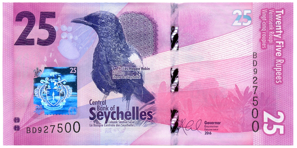 Billete Seychelles 25 Rupees 2016  - Shama Oriental - Numisfila