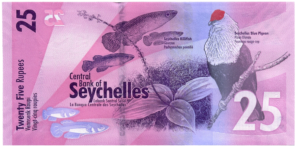 Billete Seychelles 25 Rupees 2016  - Shama Oriental  - Numisfila