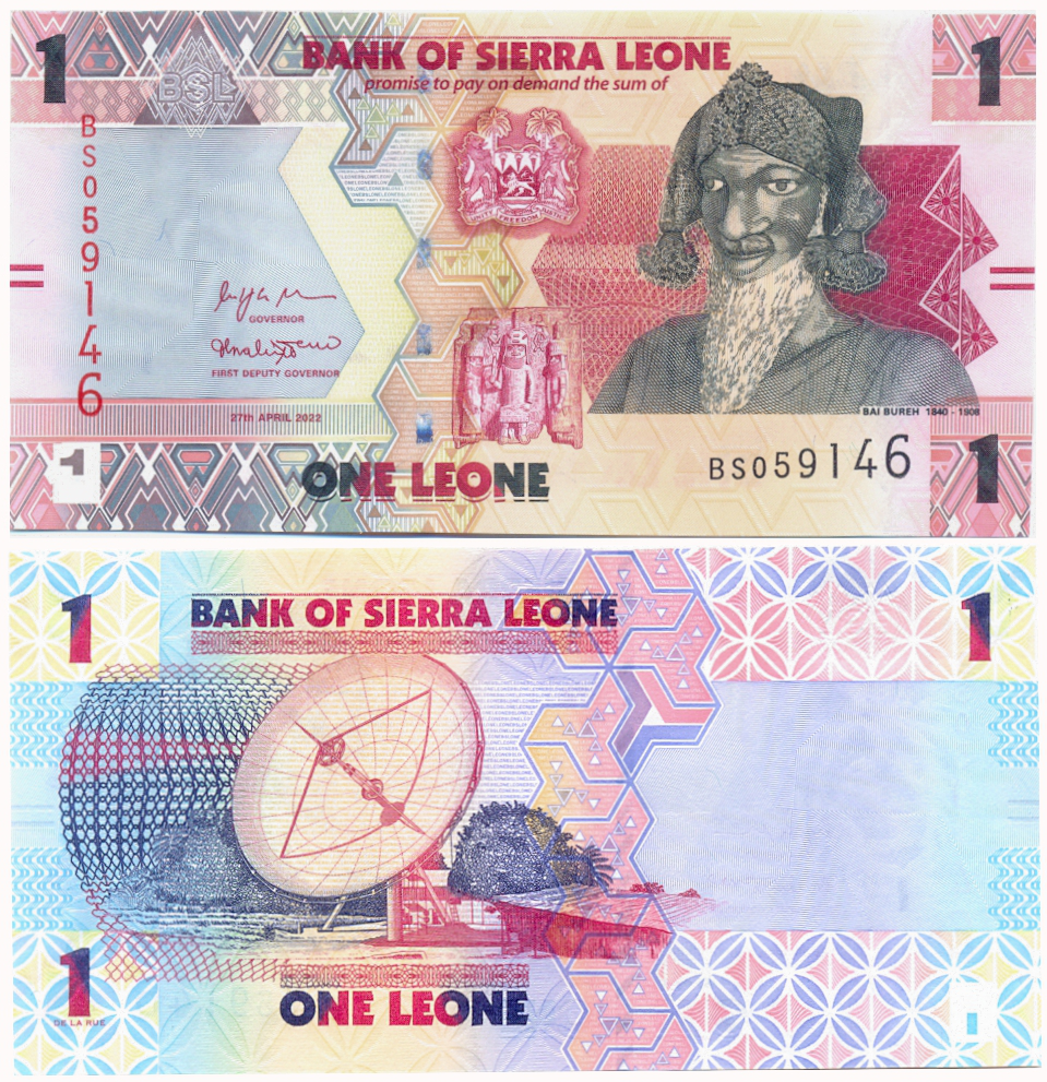 Sierra Leona Set Completo de 5 Billetes Emisión 2022 Serie nueva redenominación de 1000 a 1  - Numisfila