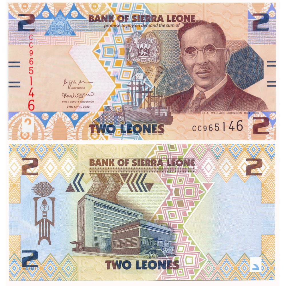Sierra Leona Set Completo de 5 Billetes Emisión 2022 Serie nueva redenominación de 1000 a 1  - Numisfila