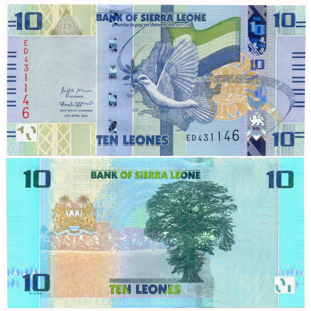 Sierra Leona Set Completo de 5 Billetes Emisión 2022 Serie nueva redenominación de 1000 a 1  - Numisfila