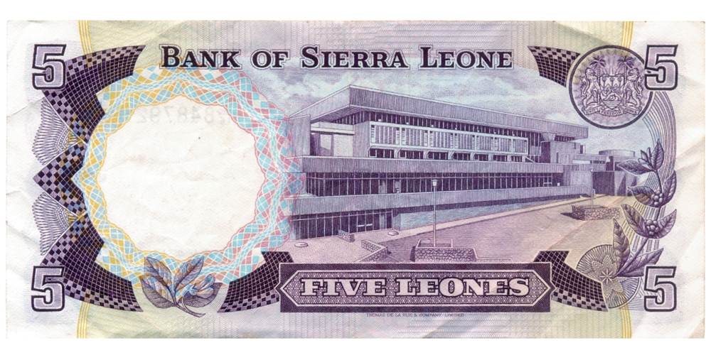 Billete Sierra Leona 5 Leones 1984 - Siaka Probyn Stevens   - Numisfila