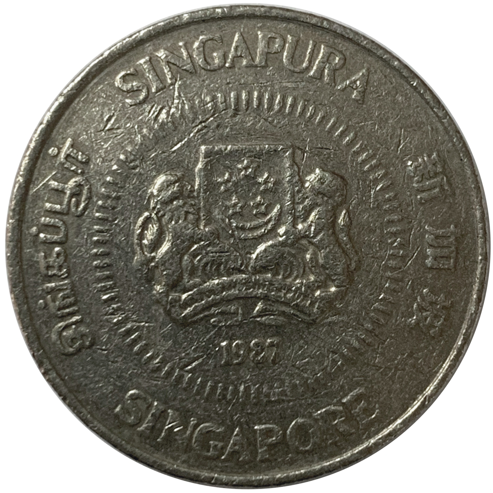 Moneda Singapur 50 Centavos 1986 - 87 Costilla Adan  - Numisfila