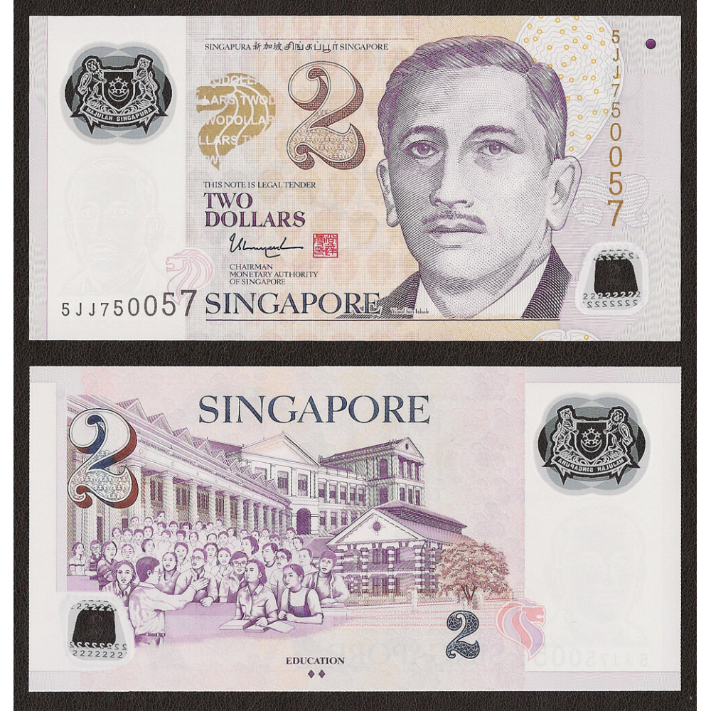 Billete Plástico Singapure 2 Dólares 2015   - Numisfila