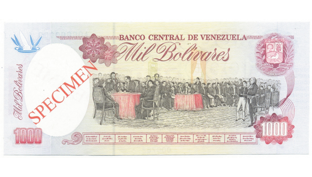 Specimen 1000 Bolívares Diciembre 1992 #782  - Numisfila