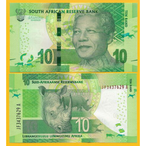 Billete Sudafrica 10 Rands 2015 Rinoceronte  - Numisfila