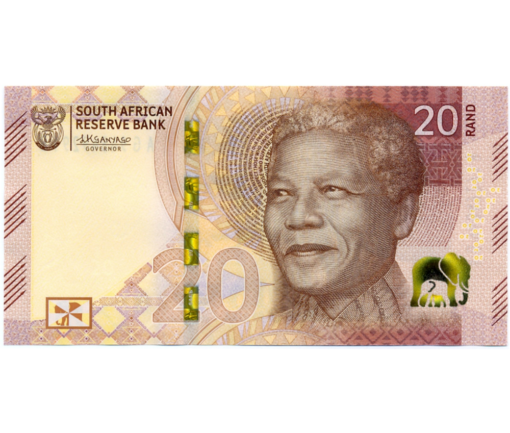 Billete Sudafrica 20 Rand 2023 - Nelson Mandela y Elefantes  - Numisfila