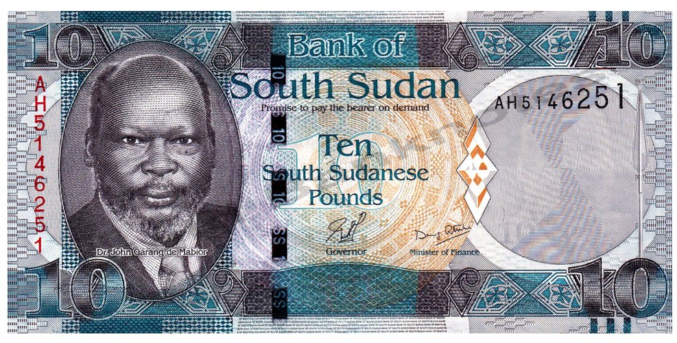 Billete Sudán del Sur 10 Pounds 2011  Dr. John Garang de Mabior   - Numisfila