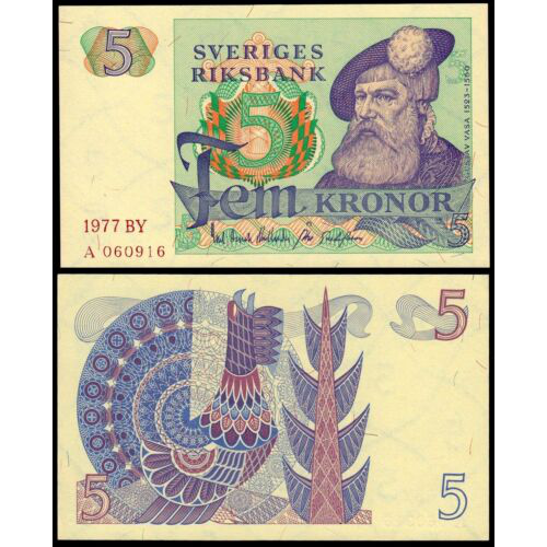 Billete Suecia 5 Kronor 1977  - Numisfila