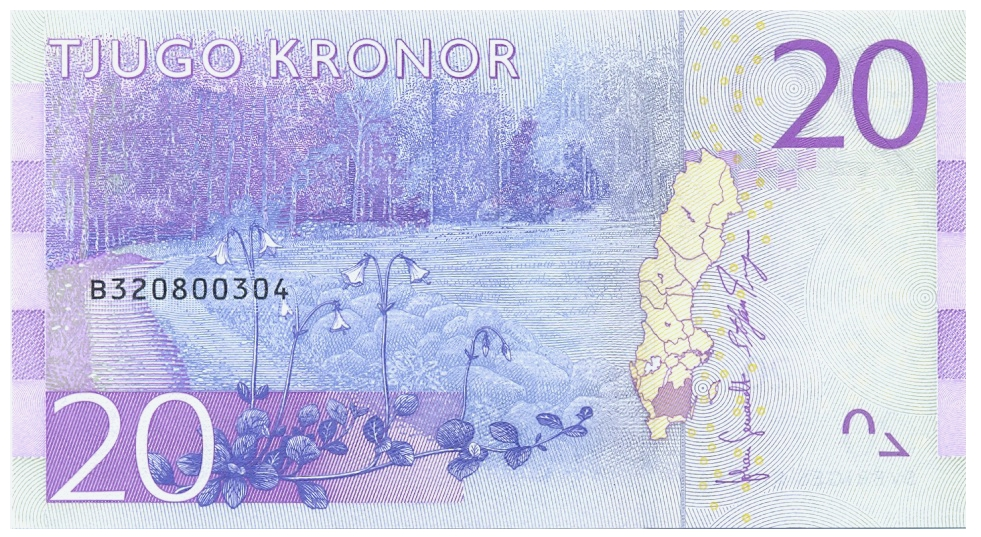 Billete Suecia 20 Kronor 2015 Escritora Astrid Lindgren  - Numisfila