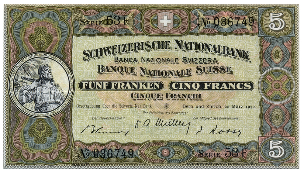 Billete Suiza 5 Francs de 1946 Banco Nacional de Suiza - Numisfila