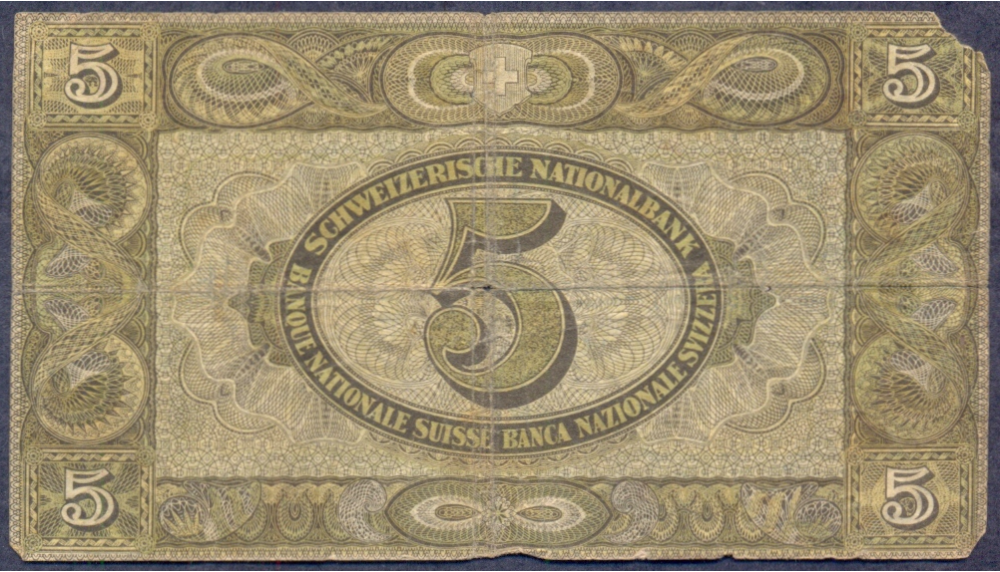 Billete Suiza 5 Francs de 1949 Escultura  - Numisfila