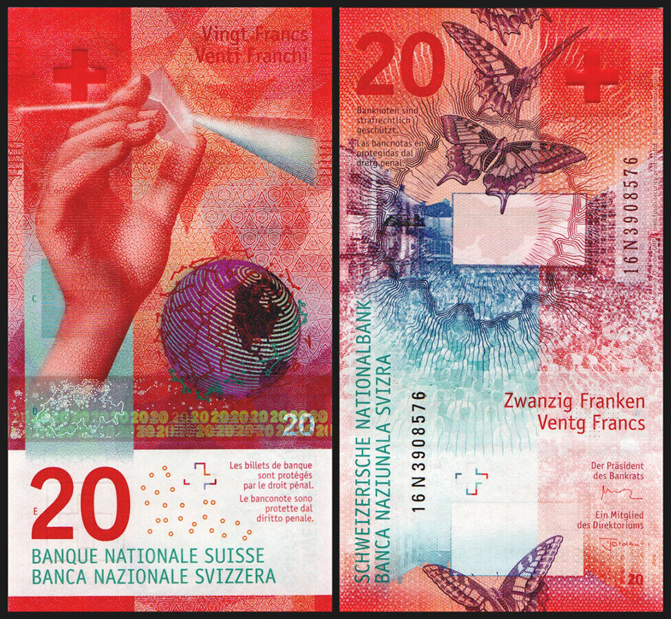 Billete Hibrido Suiza 20 Francs 2015-16  - Numisfila