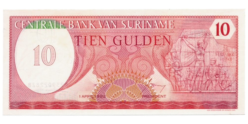 Billete Suriname 10 Gulden 1982  - Numisfila