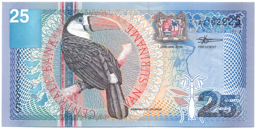 Billete Suriname 25 Gulden 2000  - Numisfila