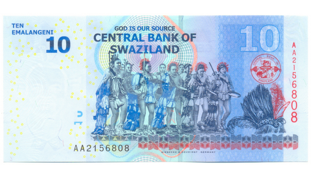 Billete Swazilandia 10 Emalangeni 2010 Mswati III  - Numisfila