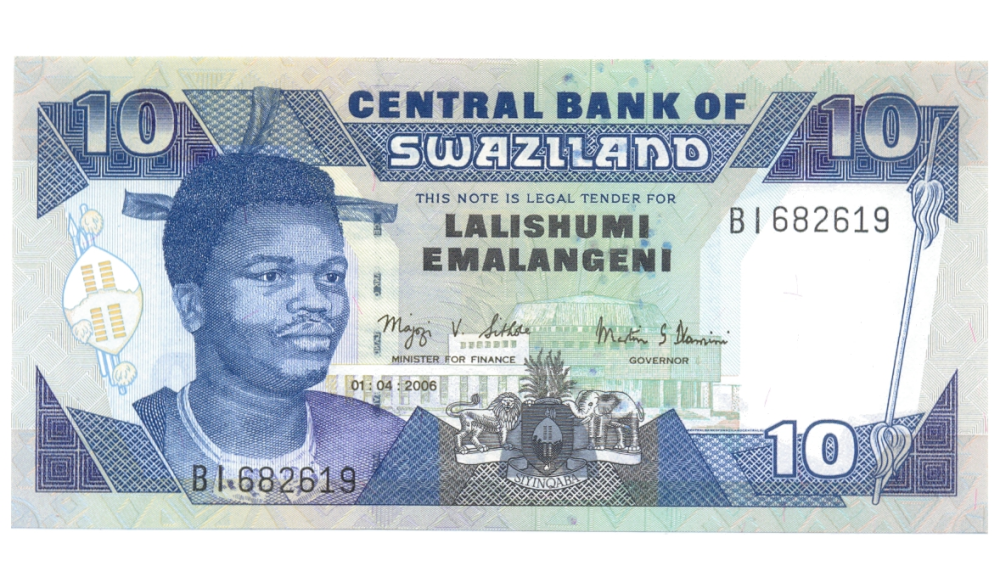 Billete Suazilandia 10 Emalangeni 2006 Rey Mswati III - Numisfila