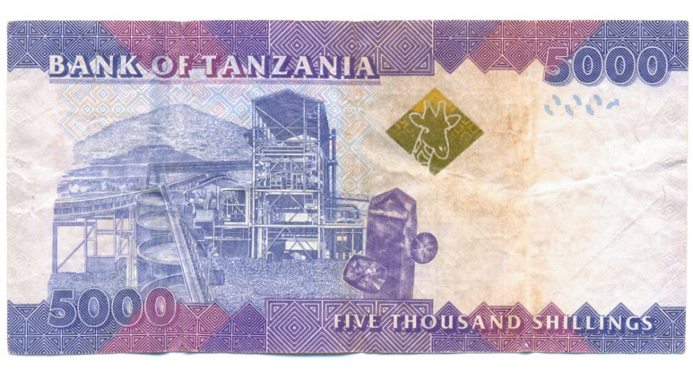 Billete Tanzania 5000 Kwanzas 2010 Rinoceronte  - Numisfila