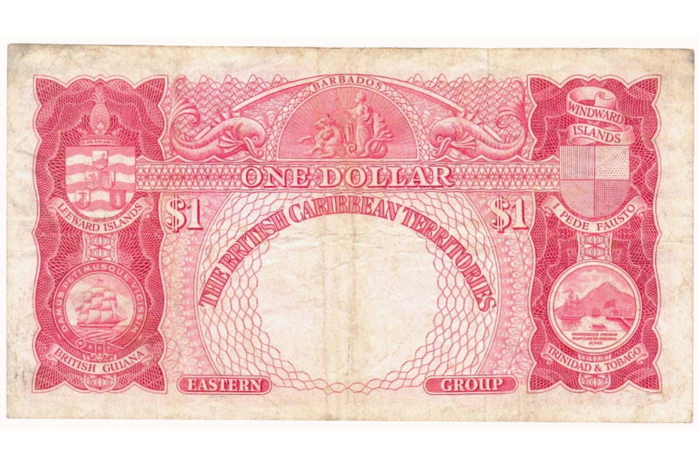 Billete Estados del Caribe Oriental 1 Dólar 1962 Reina Elizabeth ll  - Numisfila