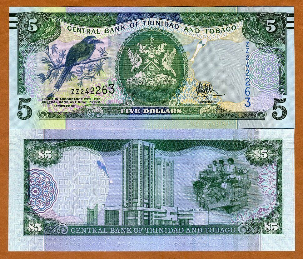 Billete Trinidad y Tobago 5 Dolares 2017  - Numisfila