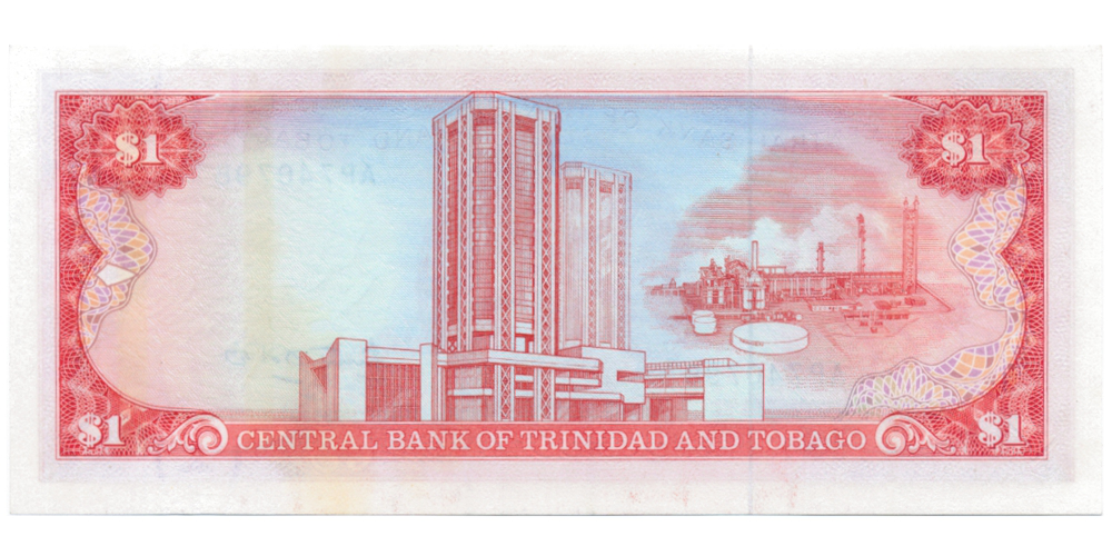 Billete Trinidad y Tobago 1 Dolar 1985 Ibis escarlata  - Numisfila