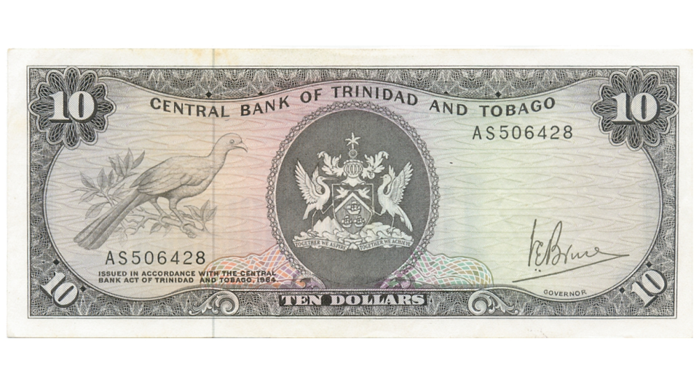 Billete Trinidad y Tobago 10 Dólares 1977 Flamingos - Numisfila