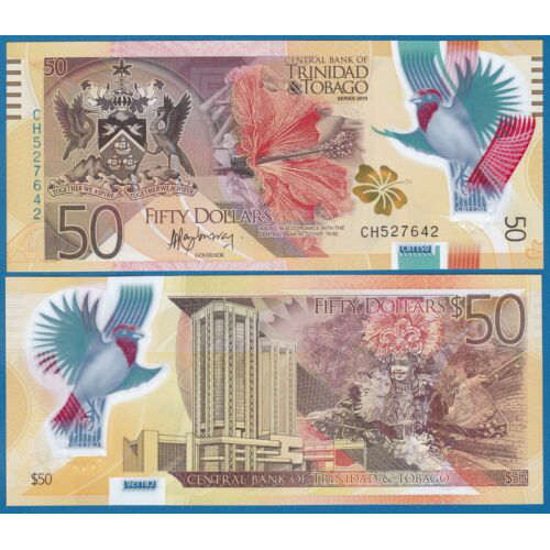 Billete Plástico Trinidad y Tobago 50 Dolares 2015  - Numisfila